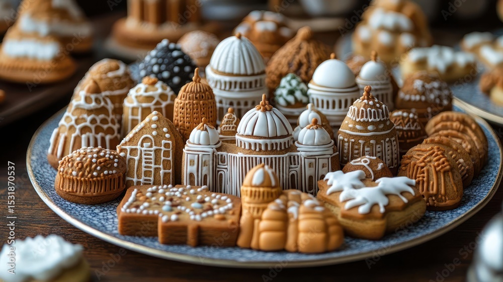 Naklejka premium christmas cookies with chocolate and nuts