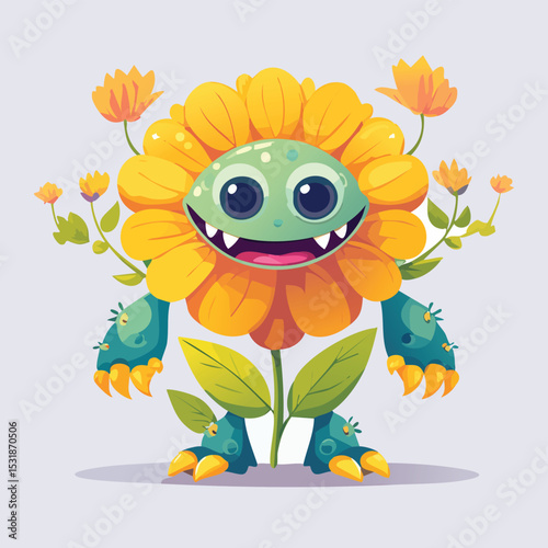 Buttercup Flat-Style Vector Illustration with Balanced Composition