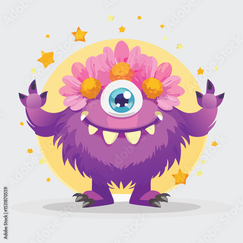 Cosmos Flat-Style Vector Illustration with Balanced Composition