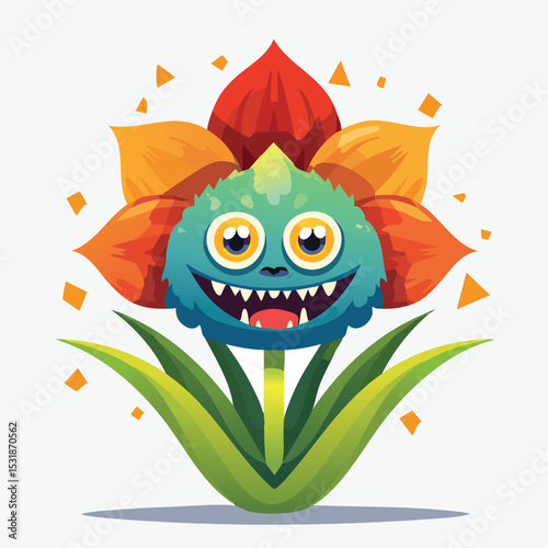 Amaryllis Flat-Style Vector Illustration with Balanced Composition