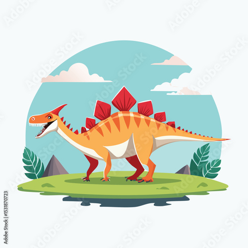 Spinosaurus Flat-Style Vector Illustration with Balanced Composition