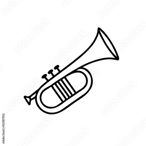 Outline of a funeral bugle in a minimalist style  