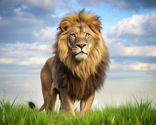 Majestic wild lion with a glorious mane in its natural habitat, a true king of the big cats