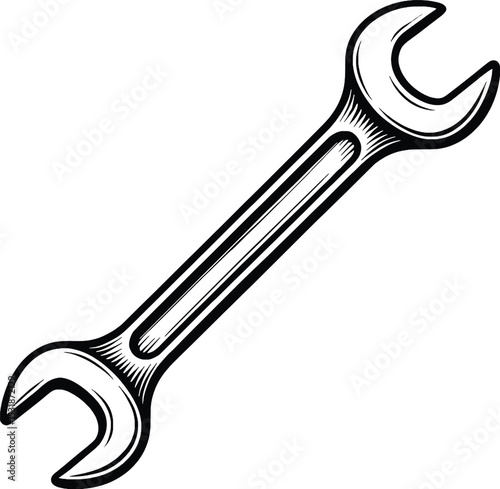 automotive tool wrench vector hand drawn illustration.