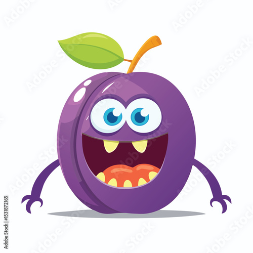 Plum Flat-Style Vector Illustration with Balanced Composition