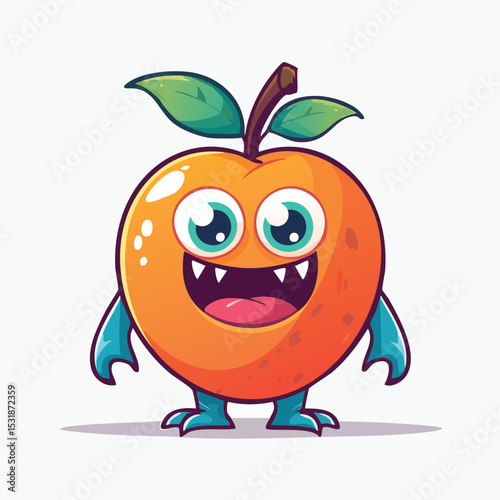 Nectarine Flat-Style Vector Illustration with Balanced Composition