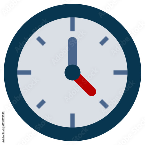 Clock Flat Icon, Workplace and office element Flat Design Icon Symbol