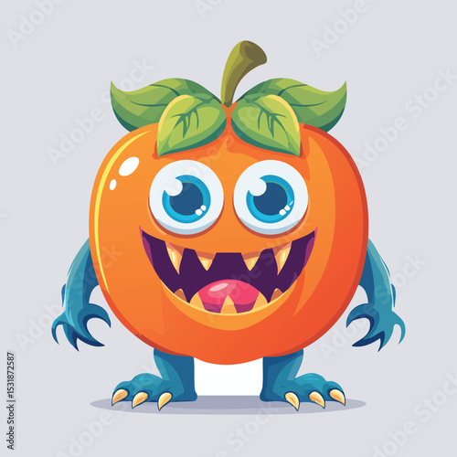Persimmon Flat-Style Vector Illustration with Balanced Composition