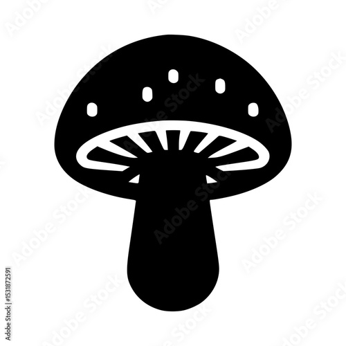 Simple black and white mushroom icon illustration
