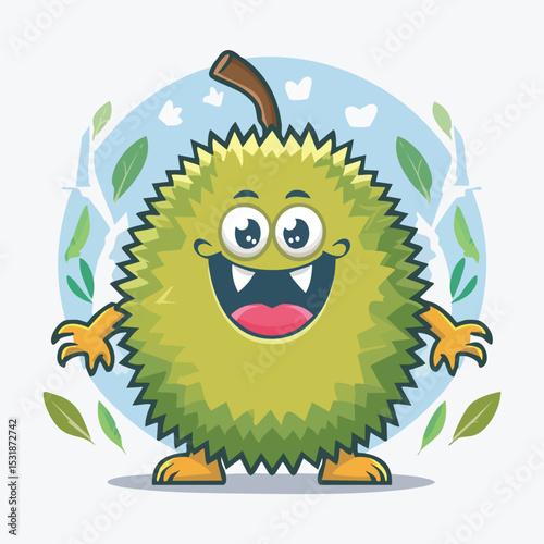 Durian Flat-Style Vector Illustration with Balanced Composition