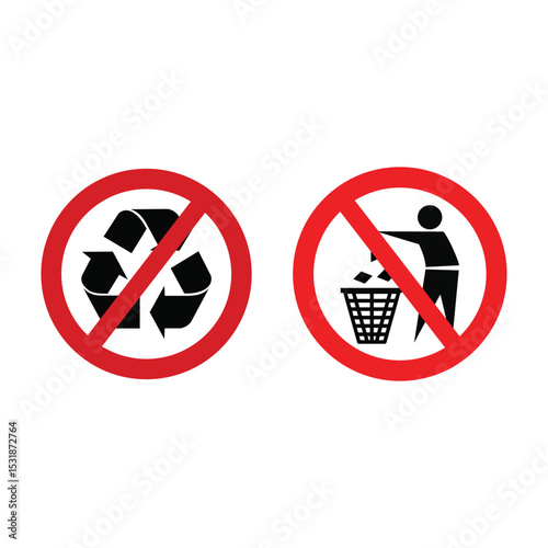 NOT RECYCLE-LITTERE ICON VECTOR SIGN