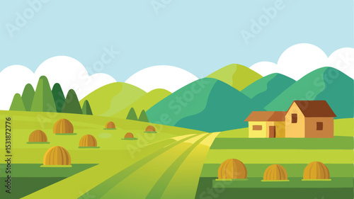 rural landscape with house and trees