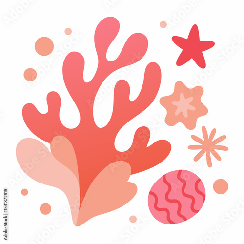 Abstract coral reef illustration with starfish