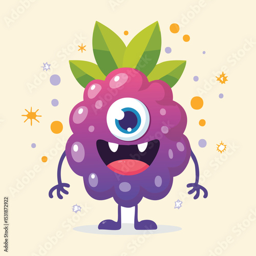 Marionberry Flat-Style Vector Illustration with Balanced Composition