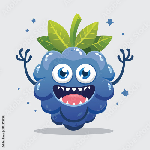 Huckleberry Flat-Style Vector Illustration with Balanced Composition