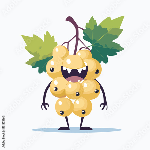 Whitecurrant Flat-Style Vector Illustration with Balanced Composition
