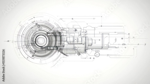 Abstract technical drawing of a machine part