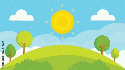 summer landscape with trees and clouds