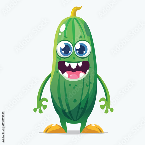 Cucumber Flat Illustration Featuring Clean Shapes and Bold Outlines