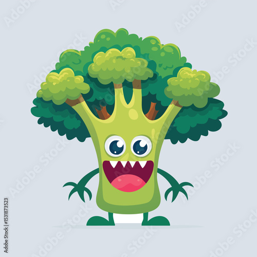 Broccoli Flat Illustration Featuring Clean Shapes and Bold Outlines