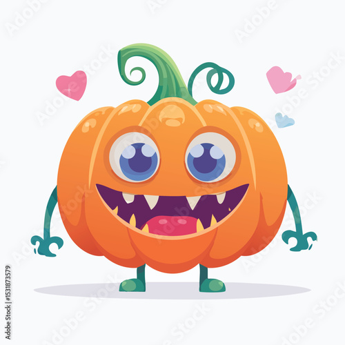Pumpkin Flat Illustration Featuring Clean Shapes and Bold Outlines
