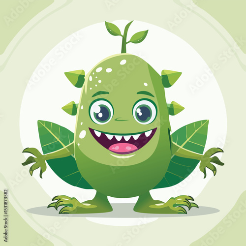 Pea Flat Illustration Featuring Clean Shapes and Bold Outlines