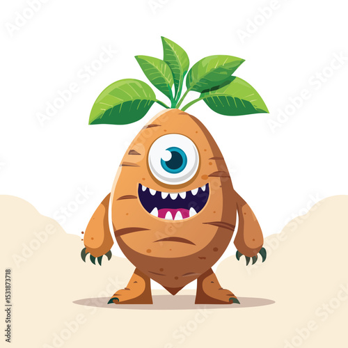 Yam Flat Illustration Featuring Clean Shapes and Bold Outlines