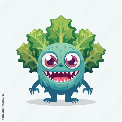 Kale Flat Illustration Featuring Clean Shapes and Bold Outlines