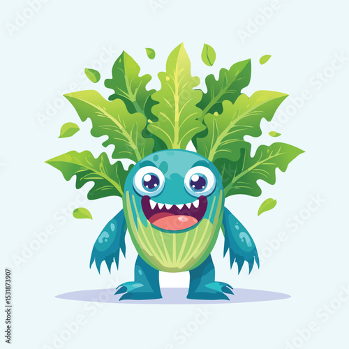 Watercress Flat Illustration Featuring Clean Shapes and Bold Outlines