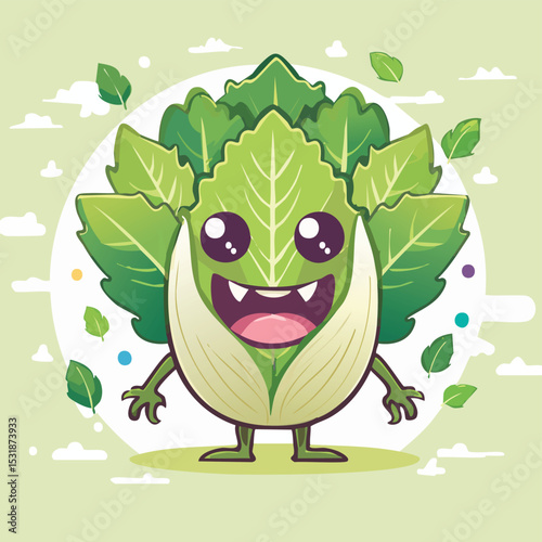 Endive Flat Illustration Featuring Clean Shapes and Bold Outlines