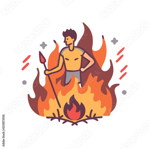 warrior man in fire