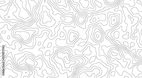 Abstract topographic map background geographic line map with elevation assignments. Topographic wavy pattern design and geographic mountain relief diagram line wave carve pattern.