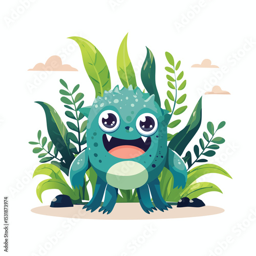 Seaweed​ Flat Illustration Featuring Clean Shapes and Bold Outlines