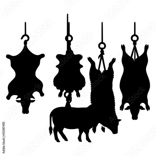Butcher shop animal silhouettes hanging