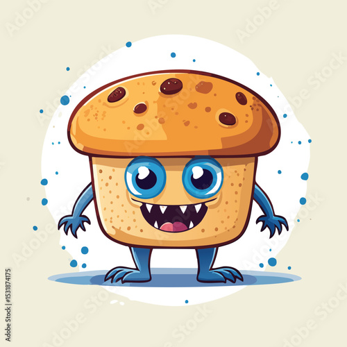 English Muffin Flat Illustration Featuring Clean Shapes and Bold Outlines