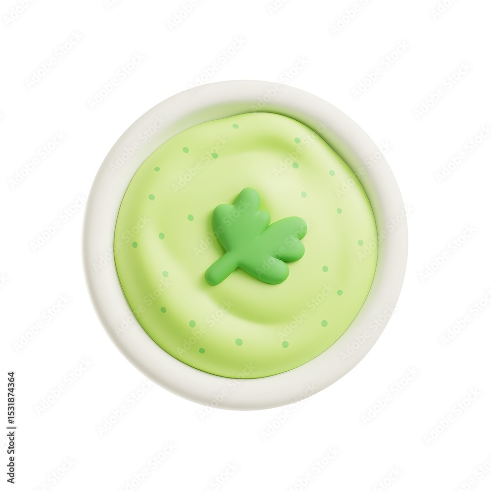 Fototapeta premium 3D Render of Creamy Green Guacamole Dip with Parsley Garnish