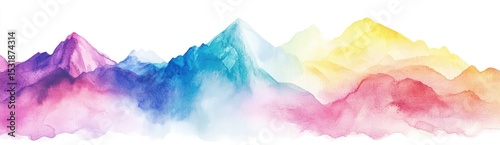Colorful Watercolor Mountain Range