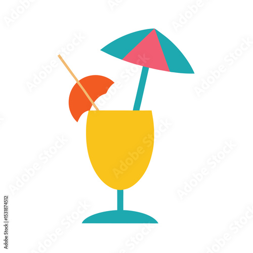 Tropical cocktail with umbrella vector illustration