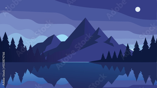 winter landscape with mountains and lake