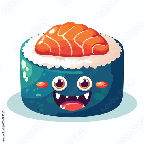 Sushi Flat Illustration Featuring Clean Shapes and Bold Outlines