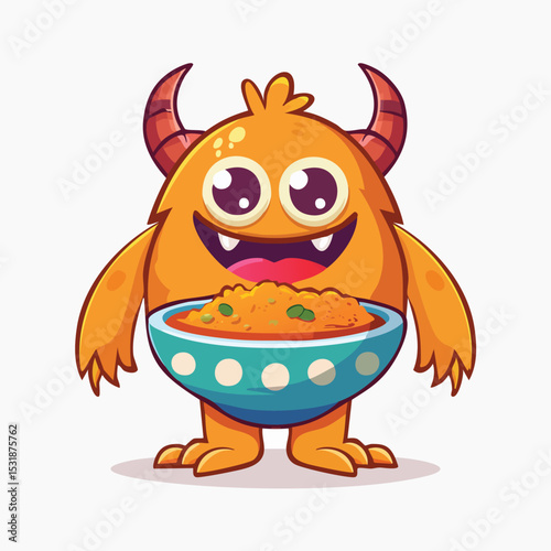 Chicken Curry Flat Illustration Featuring Clean Shapes and Bold Outlines