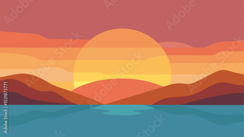 landscape sunset in the mountains