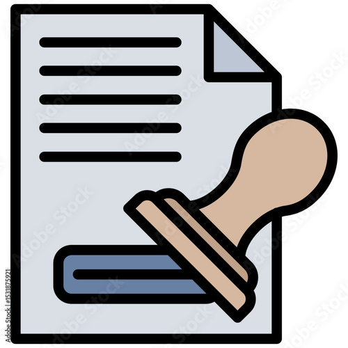 Paper Stamp Outline Flat Icon, Workplace and office element Outline Flat Design Icon Symbol