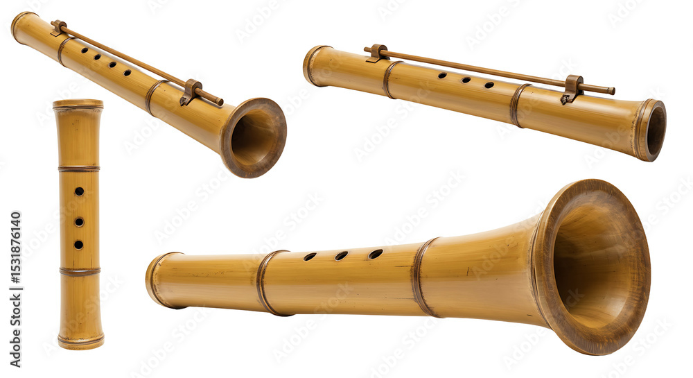 Obraz premium Bamboo flute isolated multiview