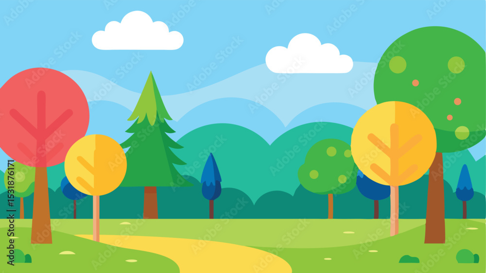 Fototapeta premium landscape with trees and clouds