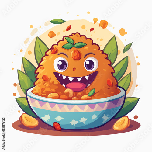 Chicken Tikka Masala Flat Illustration Featuring Clean Shapes and Bold Outlines