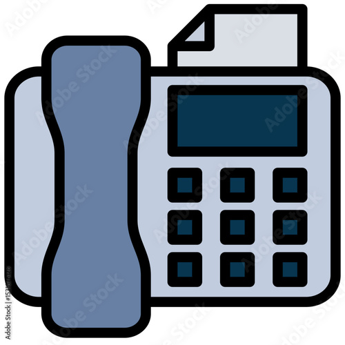 Telephone Outline Flat Icon, Workplace and office element Outline Flat Design Icon Symbol