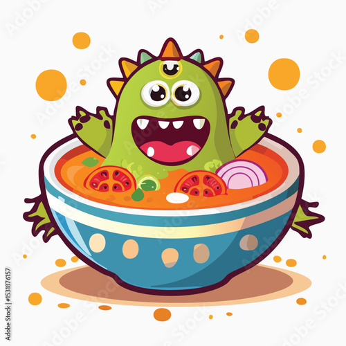 Vegetable Soup Flat Illustration Featuring Clean Shapes and Bold Outlines
