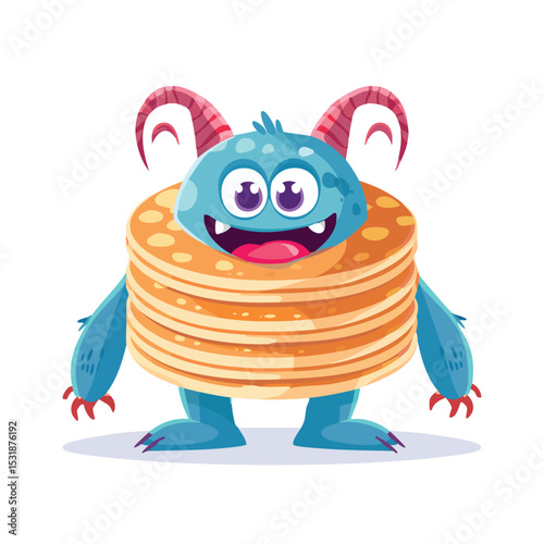 Pancakes Flat Illustration Featuring Clean Shapes and Bold Outlines
