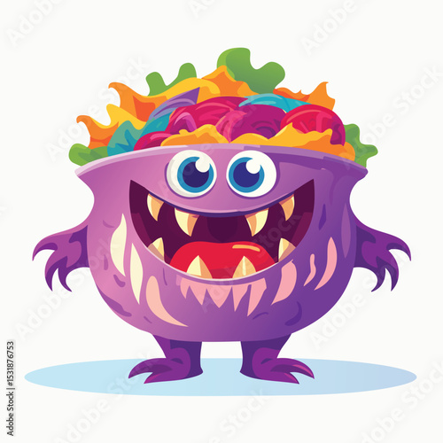 Coleslaw Flat Illustration Featuring Clean Shapes and Bold Outlines
